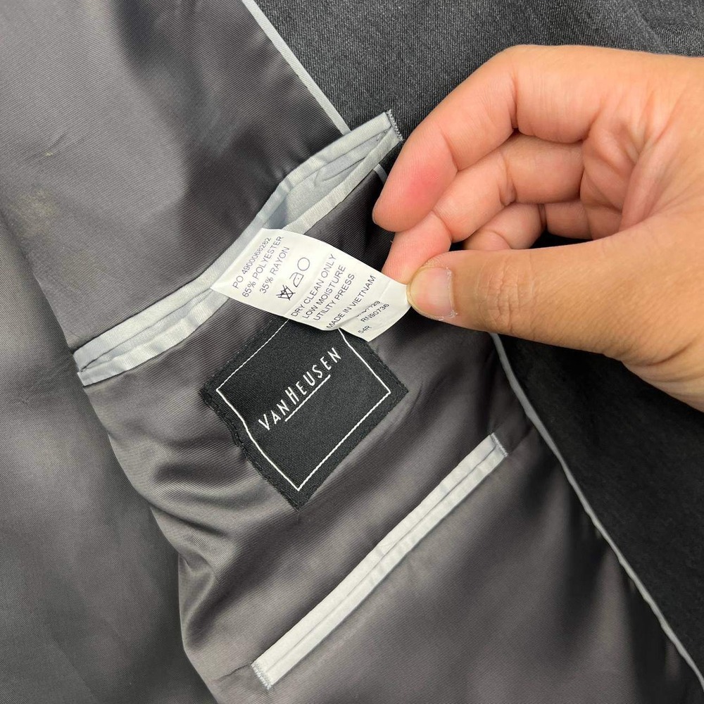 Van Heusen Suit Jacket Blazer Men 54R Gray Two Button Charcoal 54 Regular - Picture 3 of 9